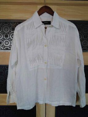 Ellen Tracy 100% Linen Blouse VINTAGE Size 6